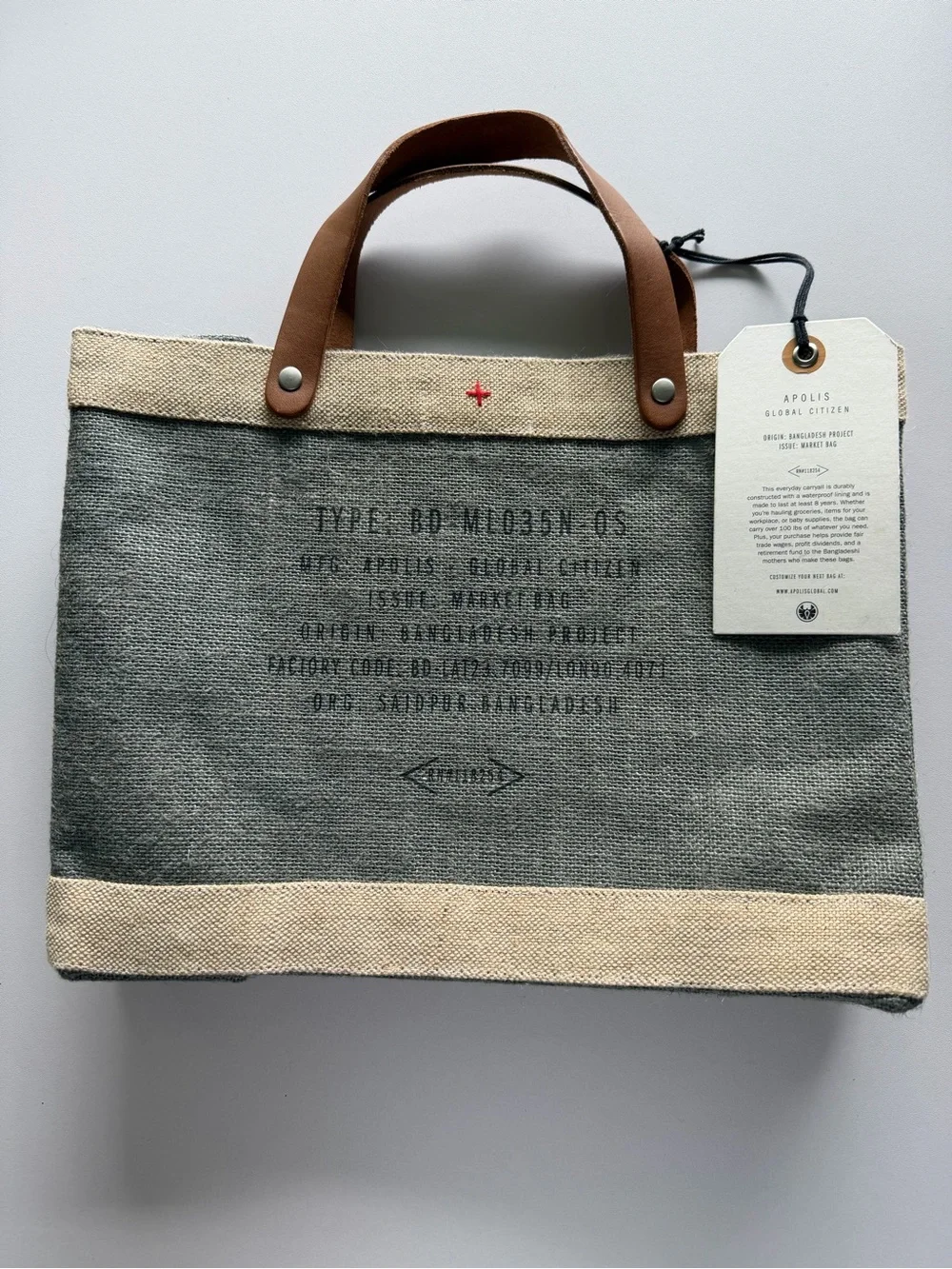 Bainbridge Island Washington USA Canvas small Tote - Gray with Tan Handles
